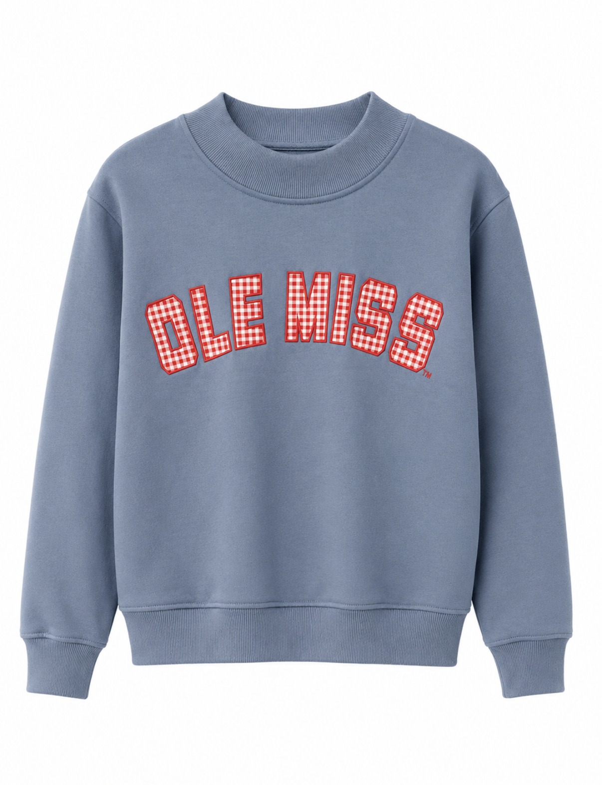 The Mallory Gingham Powder Blue Ole Miss Mockneck