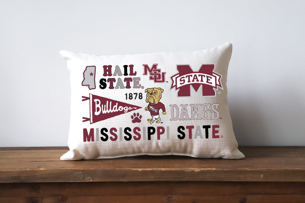 Little Birdie MS State Collegiate Cluster Decorative Pillow