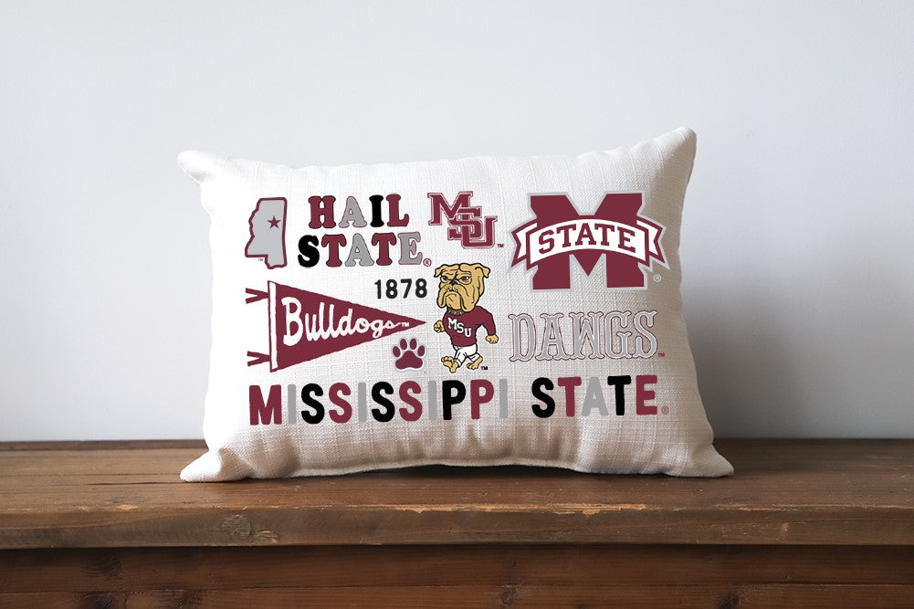 Little Birdie MS State Collegiate Cluster Decorative Pillow
