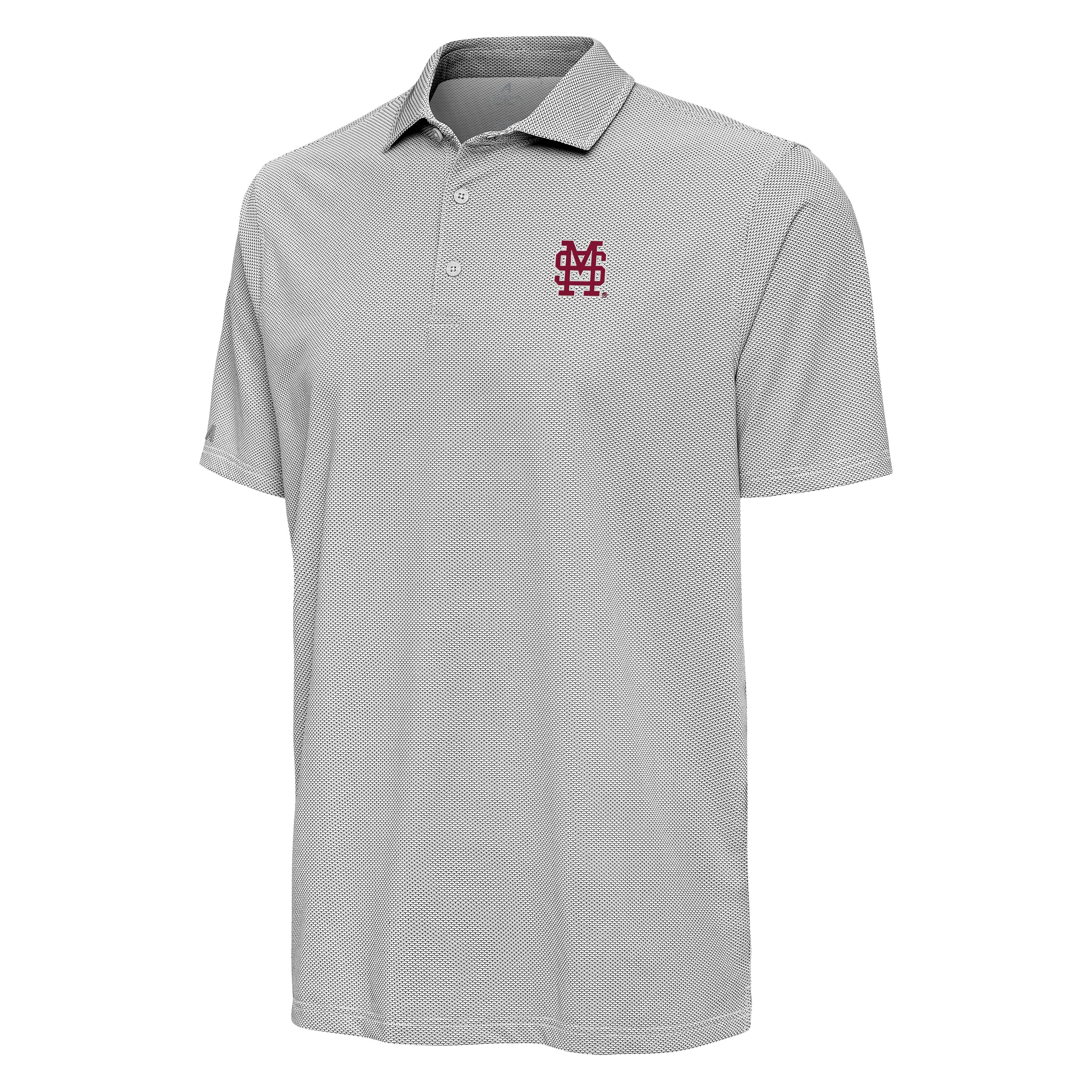 Antigua Mississippi State Pave Polo - Black and White with M Over S