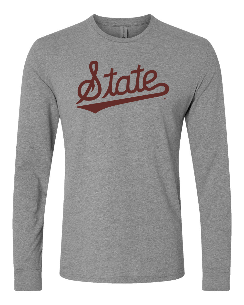 Next Level State Script Long Sleeve Tee - Gray