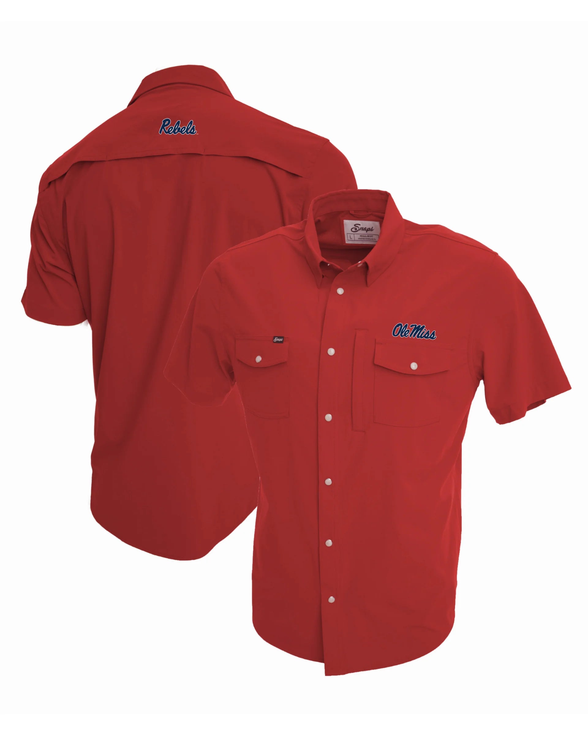 Tailgater Pearl Snap Button Down Short Sleeve Shirt - Red