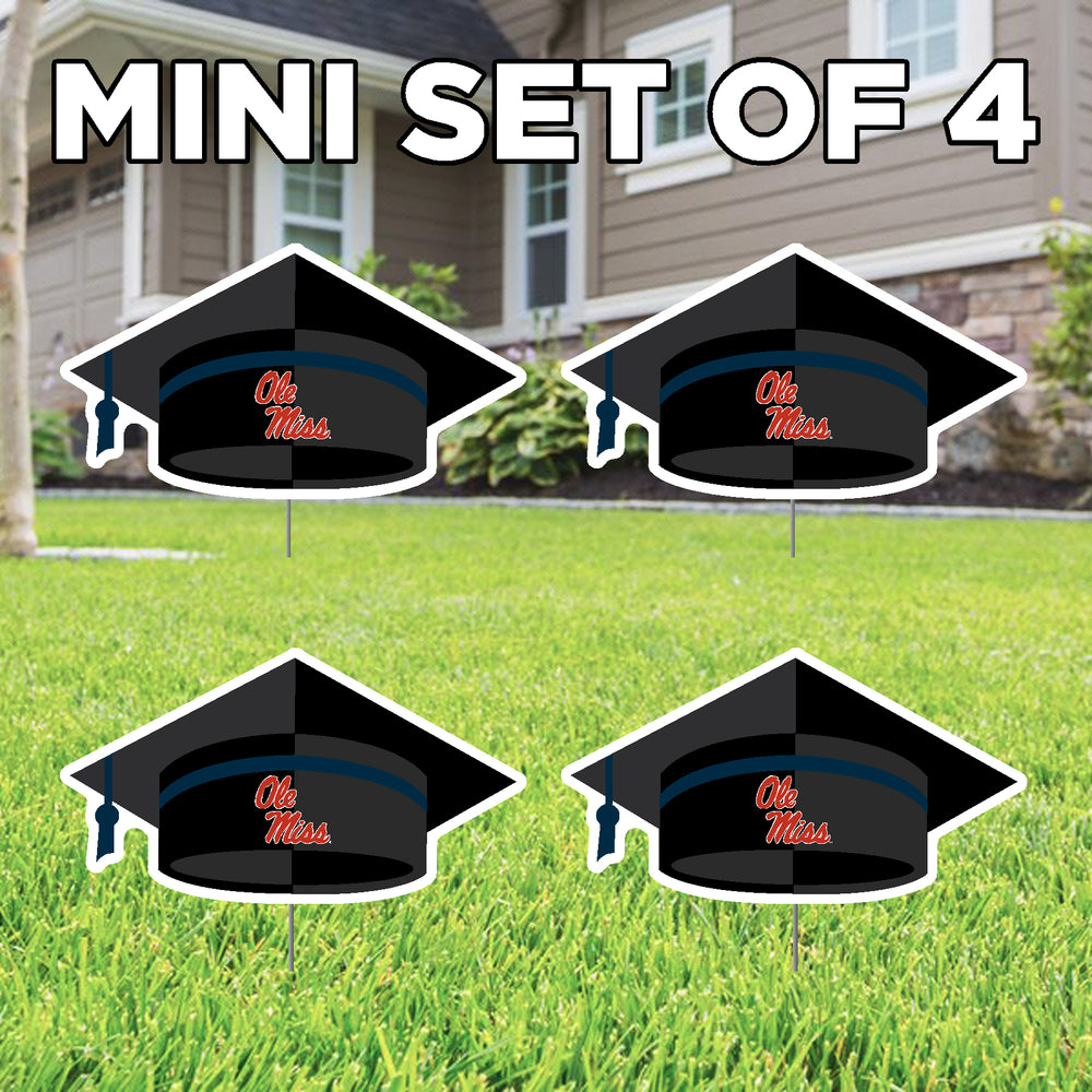 Ole Miss Grad Cap Mini Yard Signs Set of 4