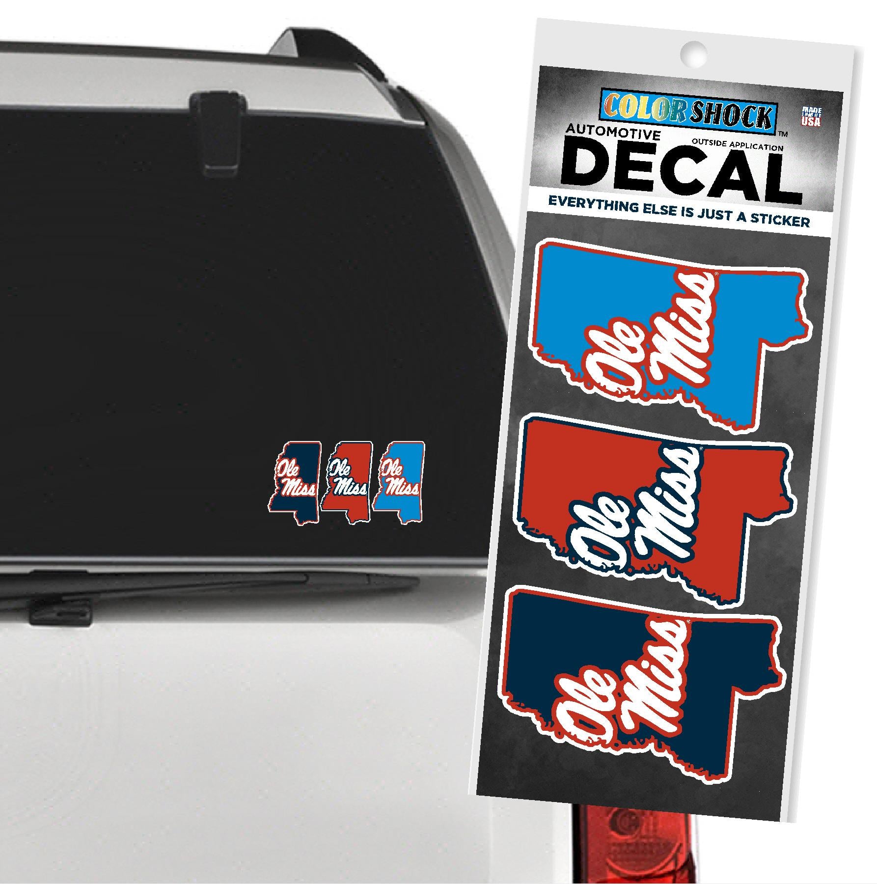 Color Shock Ole Miss 3 Mississippi Auto Decal