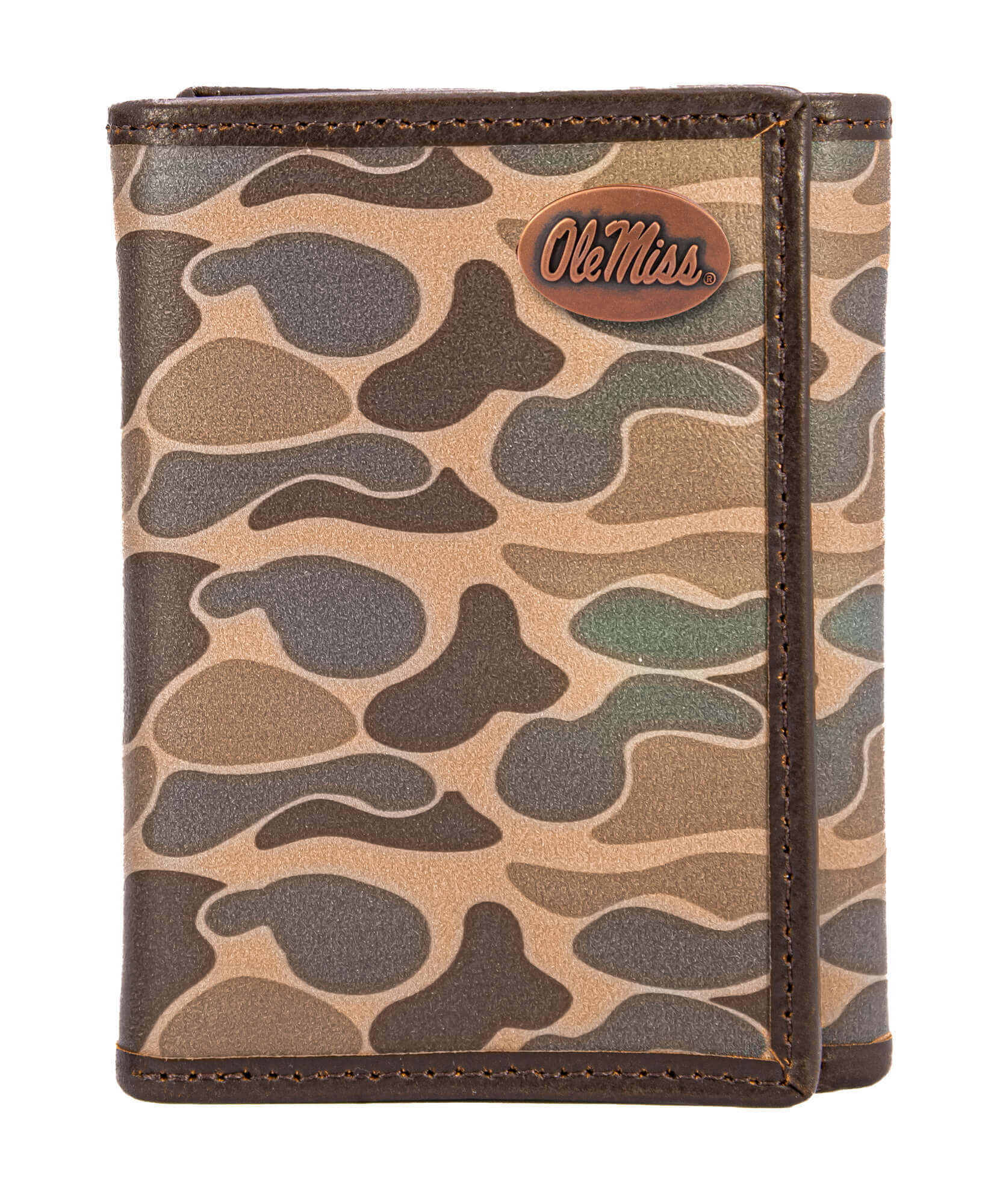 Zep Pro Old School Brown Camo Trifold Wallet-Ole Miss