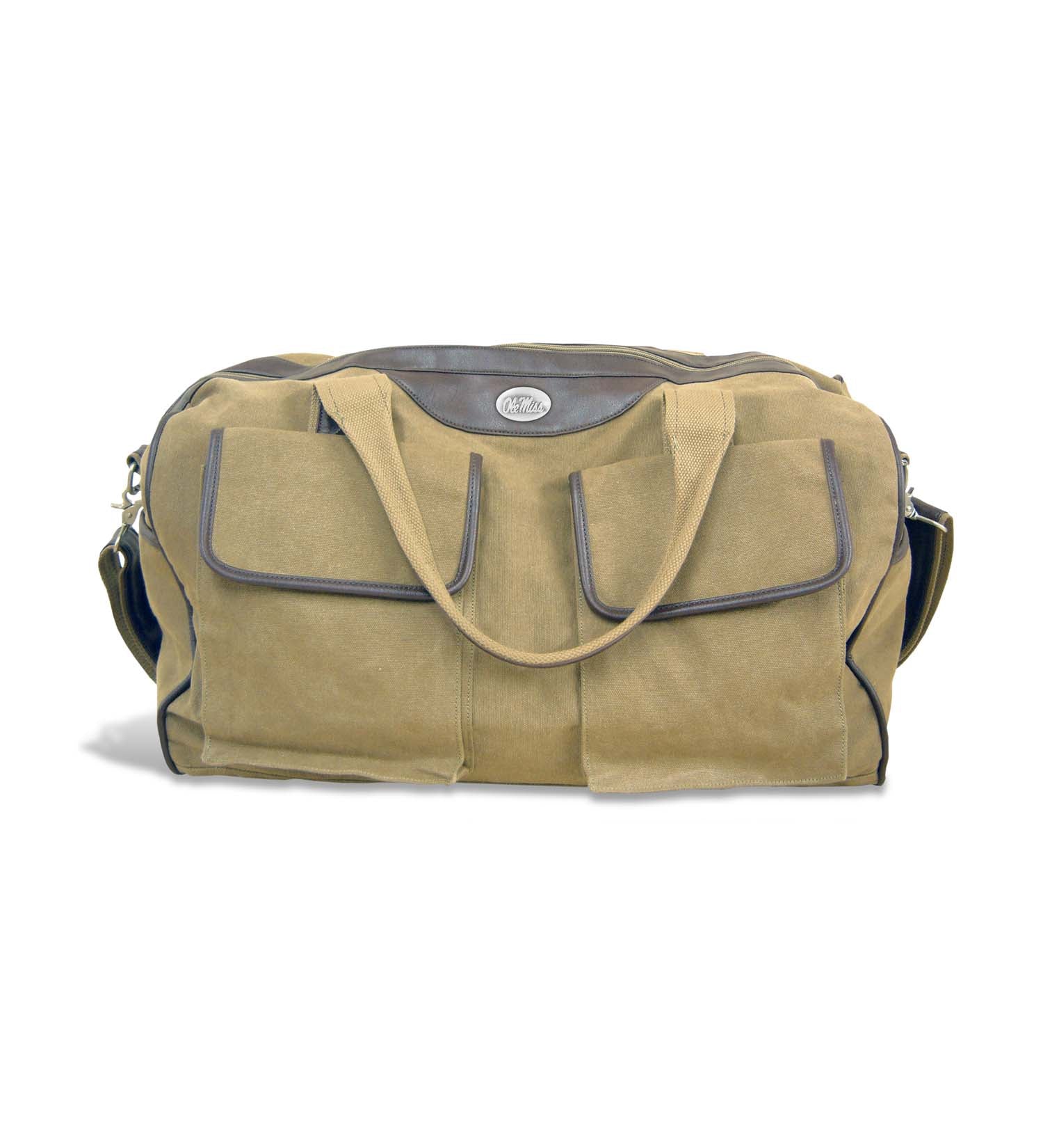 Zep Pro Khaki Canvas Weekender Bag- Ole Miss Gun metal concho