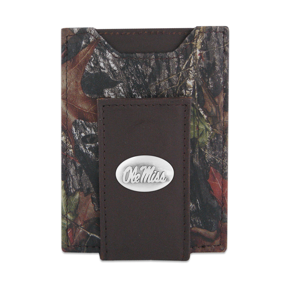 Zep Pro Ole Miss Men's Leather Mossy Oak Front Pocket Magnet Wallet