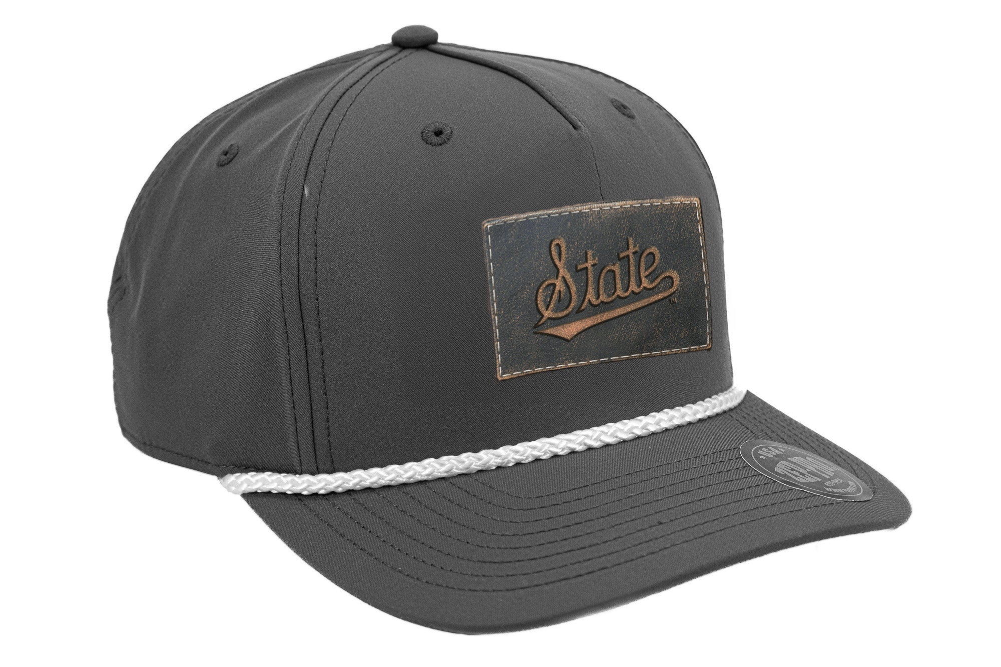 Zep-Pro Mississippi State Rope Hat with Leather State Patch - Charcoal