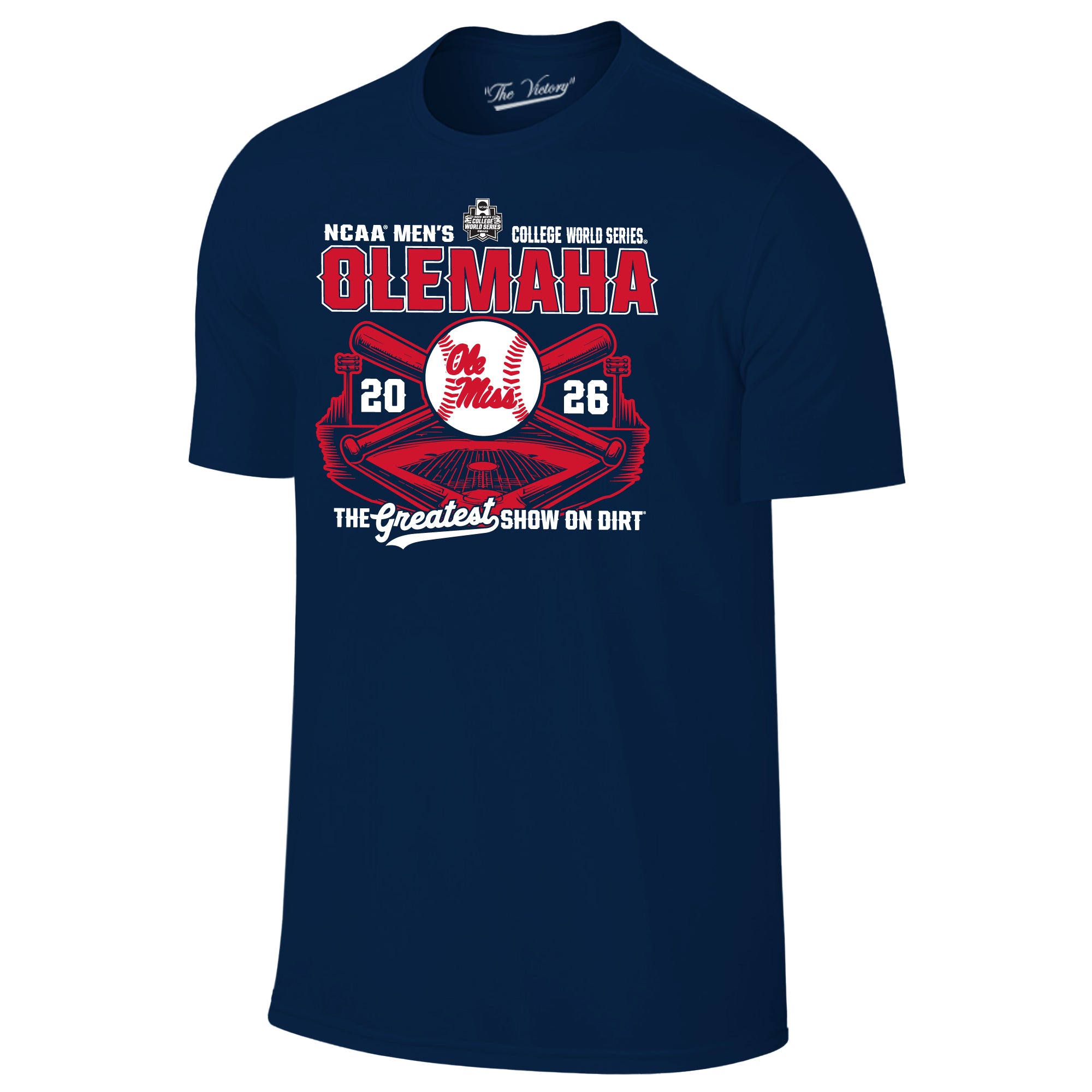 Ole Miss Olemaha Navy Tee with Crossing Bats