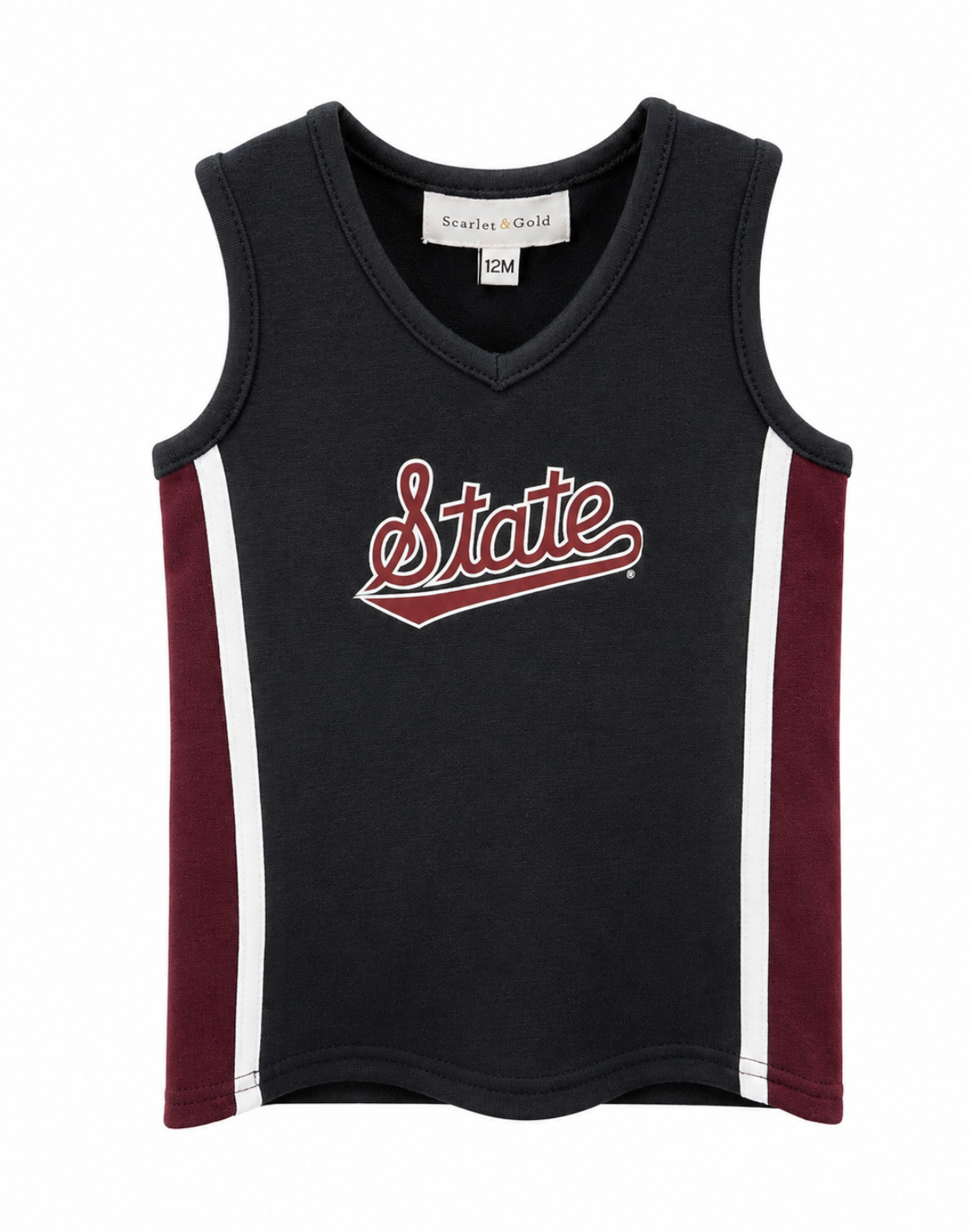 Mississippi State Stripe Cheer Dress - Black with State Script