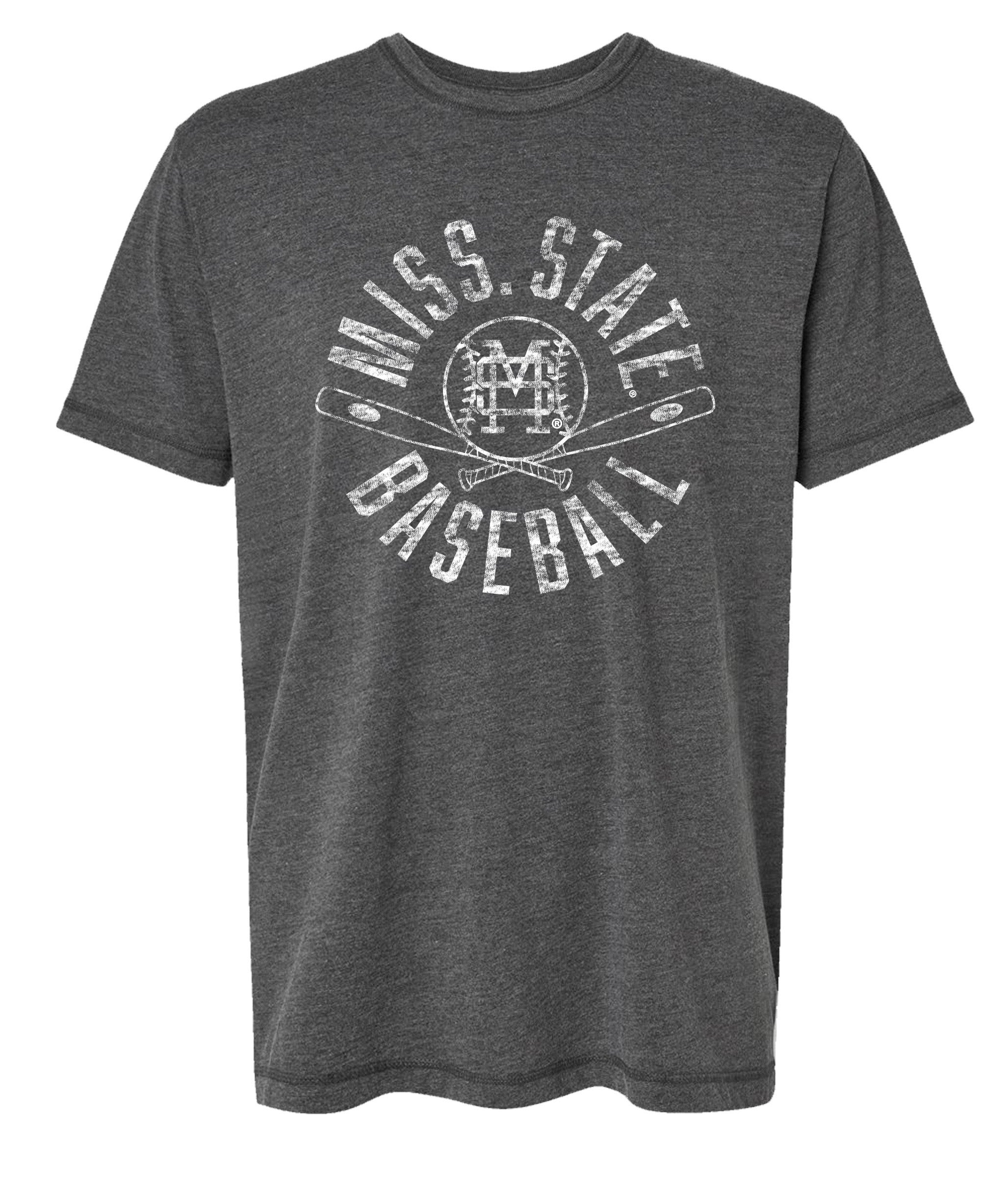 Mississippi State Baseball Washed Black Short Sleeve Tee