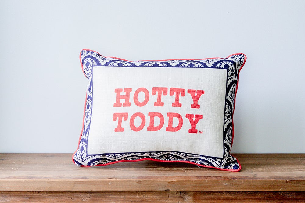 Little Birdie Hotty Toddy Scalloped with red piping Pillow