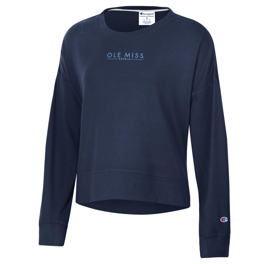 Women's Champion Sueded Navy Cropped Rebels Sweatshirt