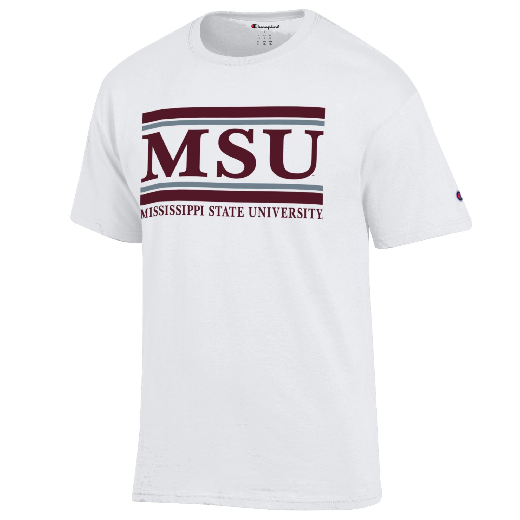 Mississippi State Tee - White with MSU Bar Design