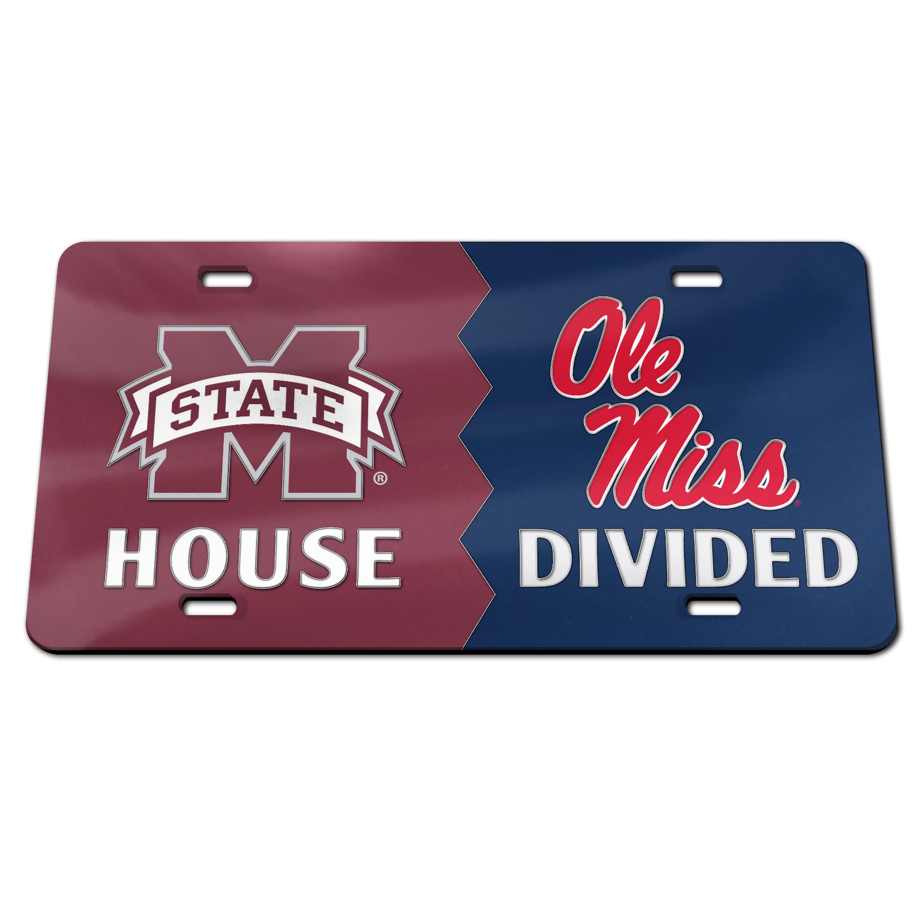 Ole Miss/Mississippi State Divided House Car Tag