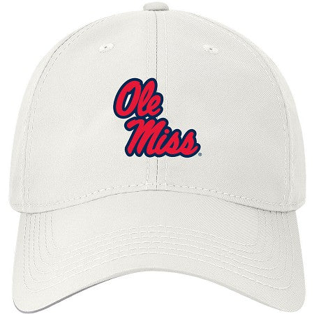 Ole Miss Cool Fit Hat - White with Ole Miss Stack Script