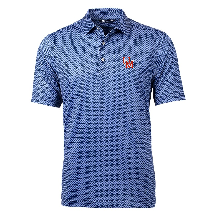 Cutter and Buck Ole Miss Pike Banner Print Stretch Polo-Navy