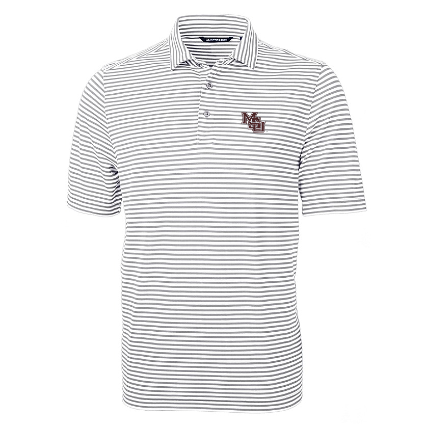 Cutter & Buck Virtue Eco Pique Stripe Recycled Mens Polo- Interlocking MSU