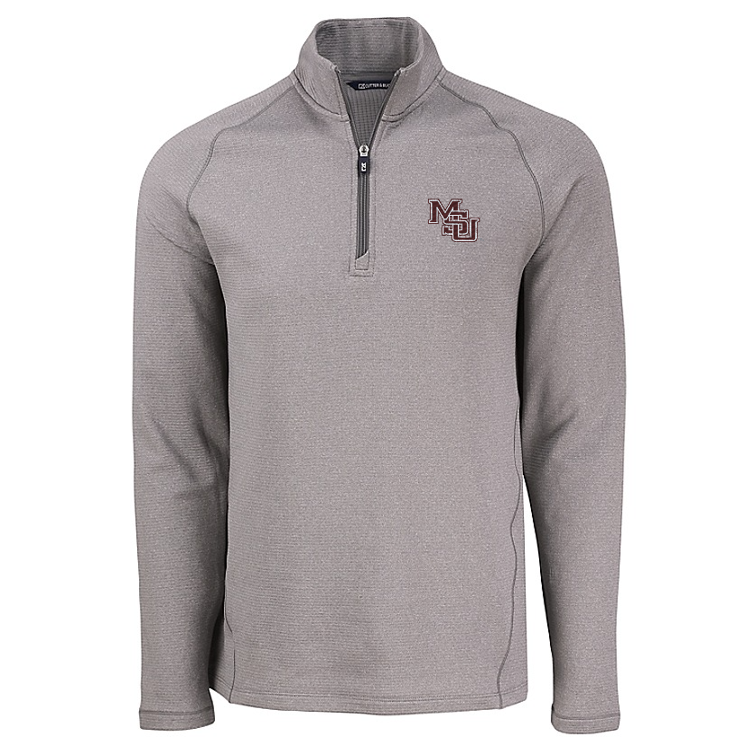 Peshastin Eco Fleece Half Zip Mens Grey Pullover- Interlocking MSU