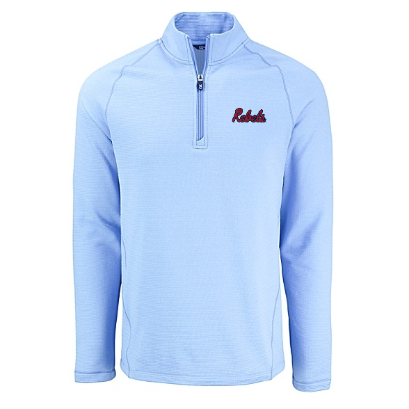 Peshastin Eco Fleece Half Zip Mens Powder Blue Pullover- Rebels Logo- DROP SHIP