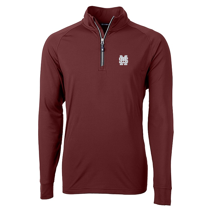 Mississippi State Cutter and Buck Adapt Eco Knit 1/4 Zip with M over S Logo