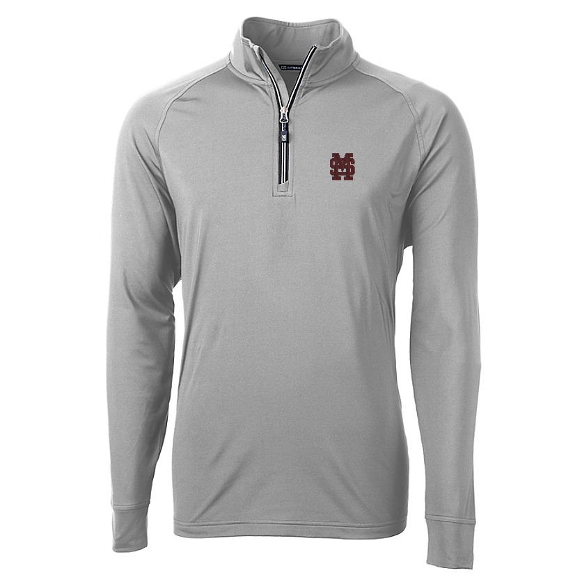 Cutter and Buck Adapt Eco Knit Gray 1/4 Zip with M over S Logo