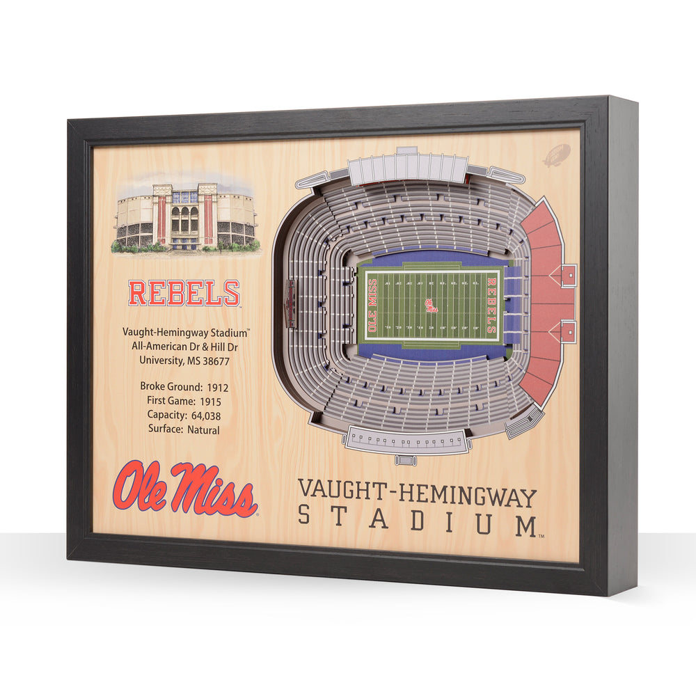 Mississippi Rebels Football 25-Layer Stadium Views 3D Wall Art