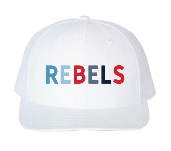 Ole Miss “Rebels” Embroidered Adjustable White Trucker Hat