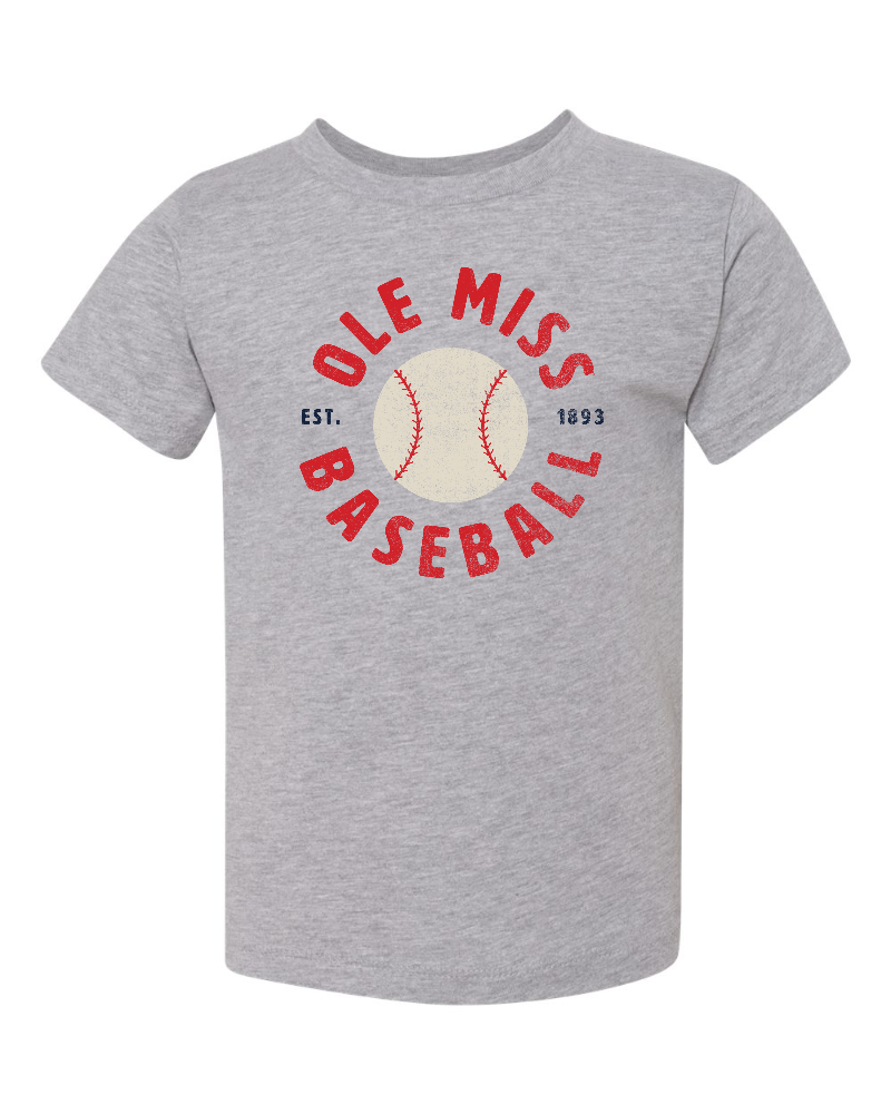 Ole Miss Gray Baseball Youth T-Shirt