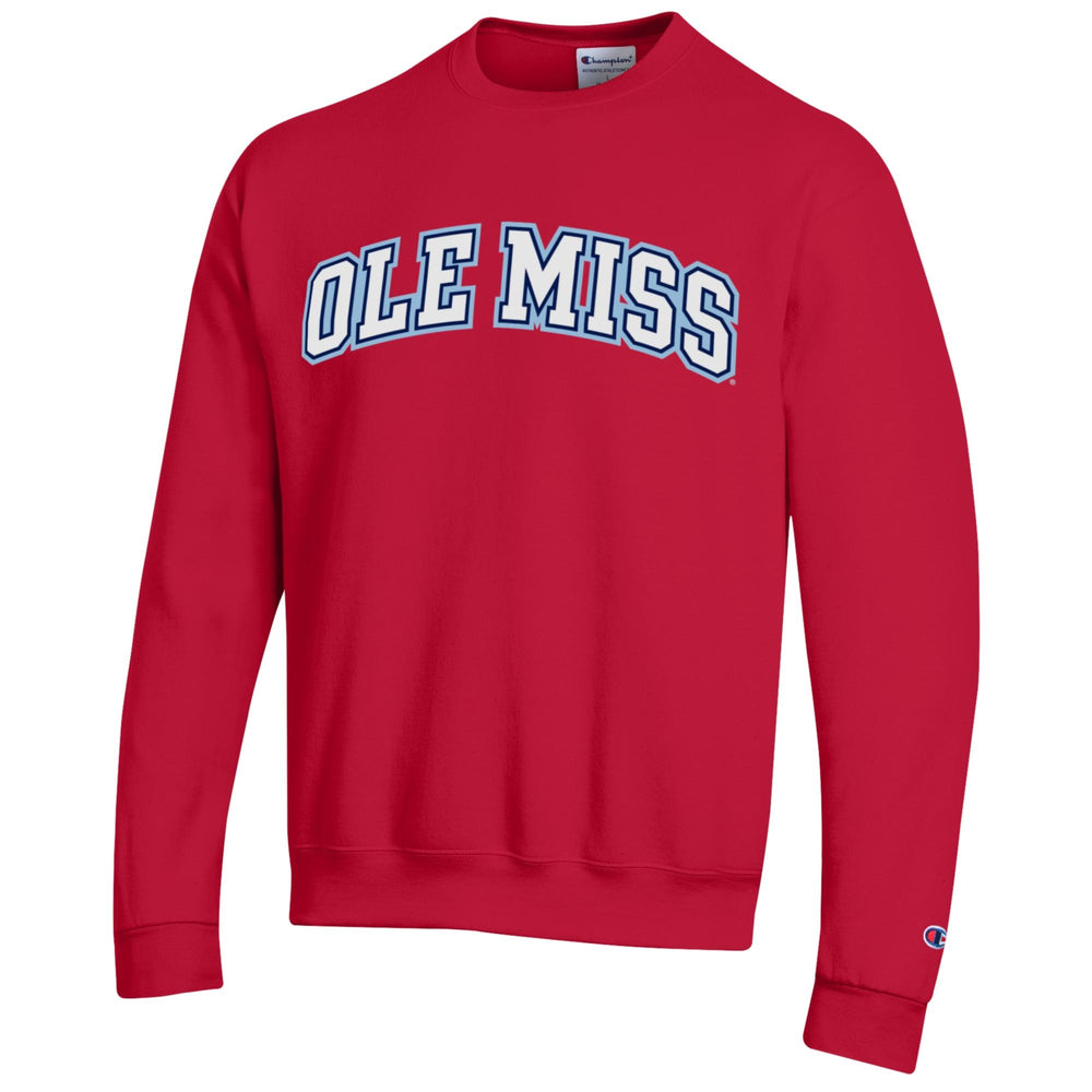 Champion Ole Miss Applique Sweatshirt - Red with Powder Blue Accent