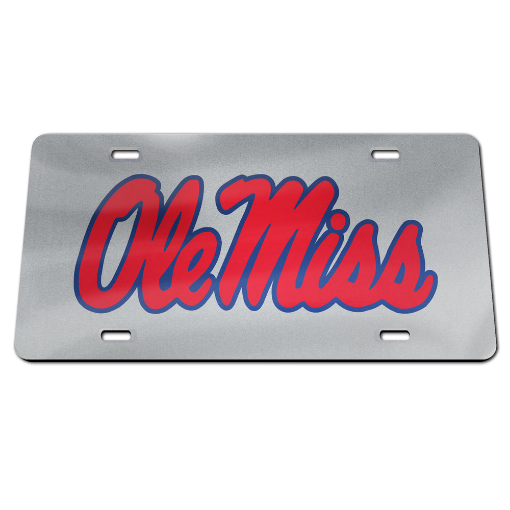Ole Miss Stainless Steel Script License Plate