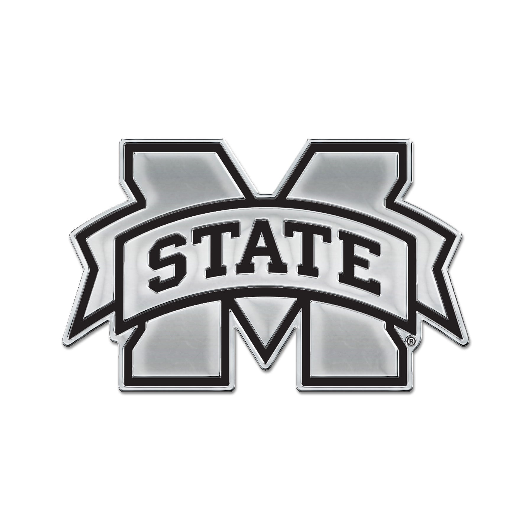 Mississippi State Chrome Auto Emblem with Peel and Stick Adhesive