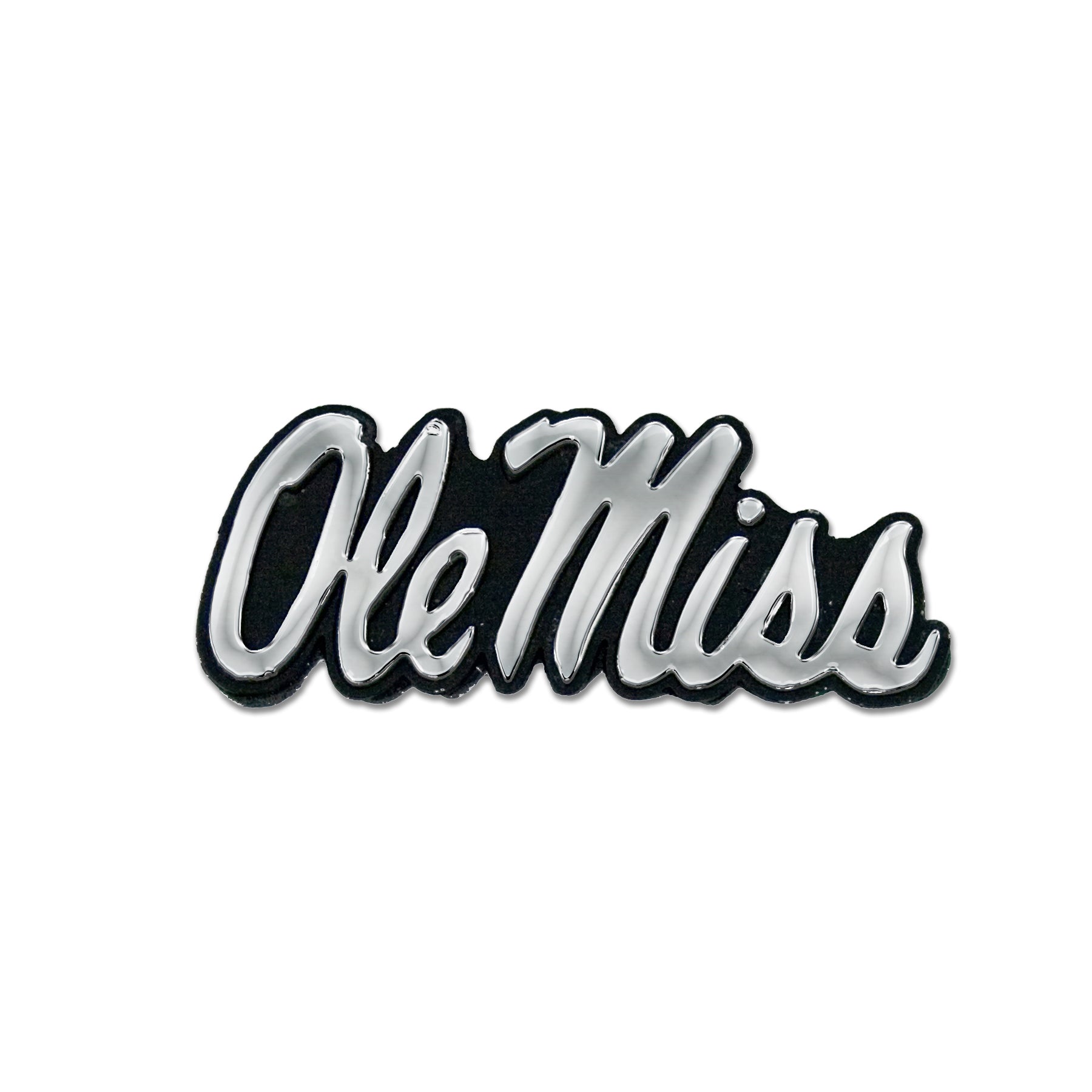 Chrome Ole Miss Auto Peel and Stick Emblem for Vehicles