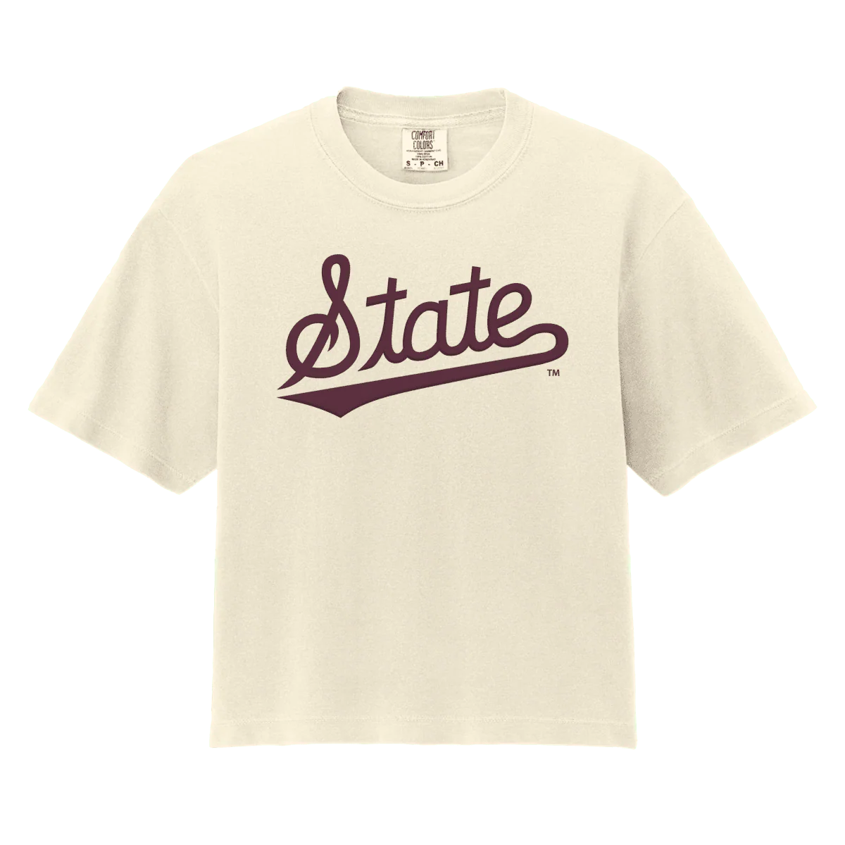 Mississippi State Vault State Script Crop Tee