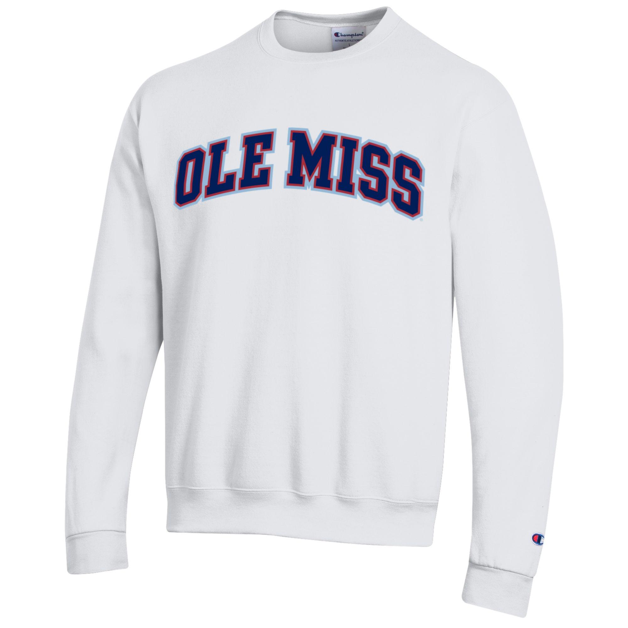 Champion Ole Miss Applique Sweatshirt - White with Navy Accents