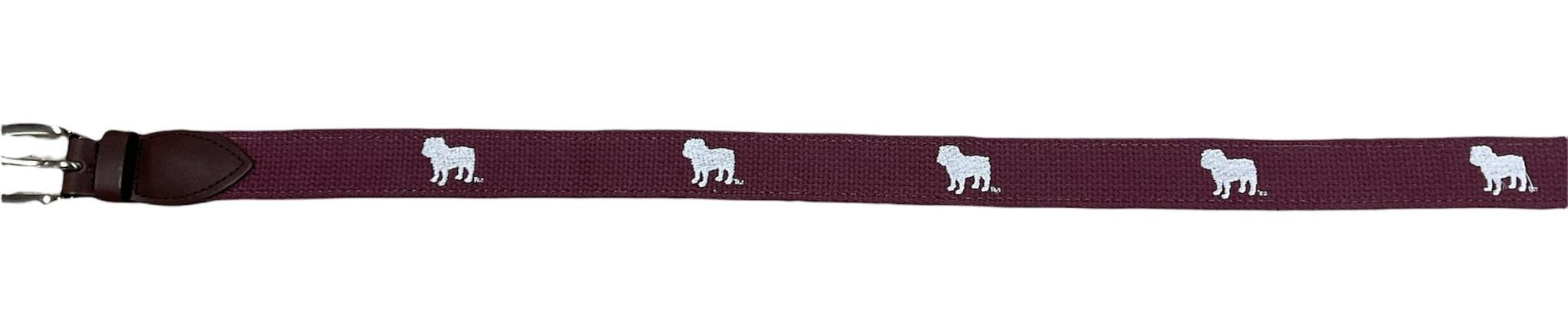 Jardine Collection Maroon Bulldog Belt - Mississippi State