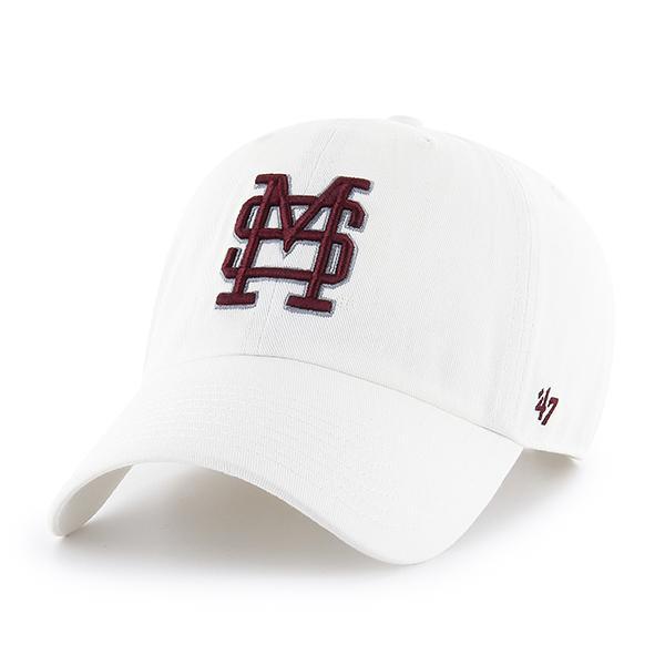 47 Brand White MS Logo Clean Up Cap - Mississippi State