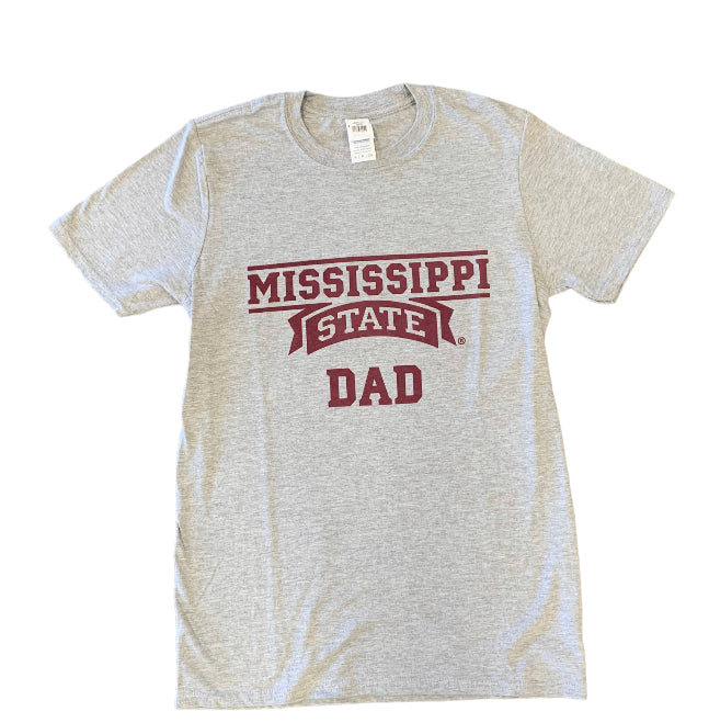 Mississippi State Dad Grey Short Sleeve T-shirt
