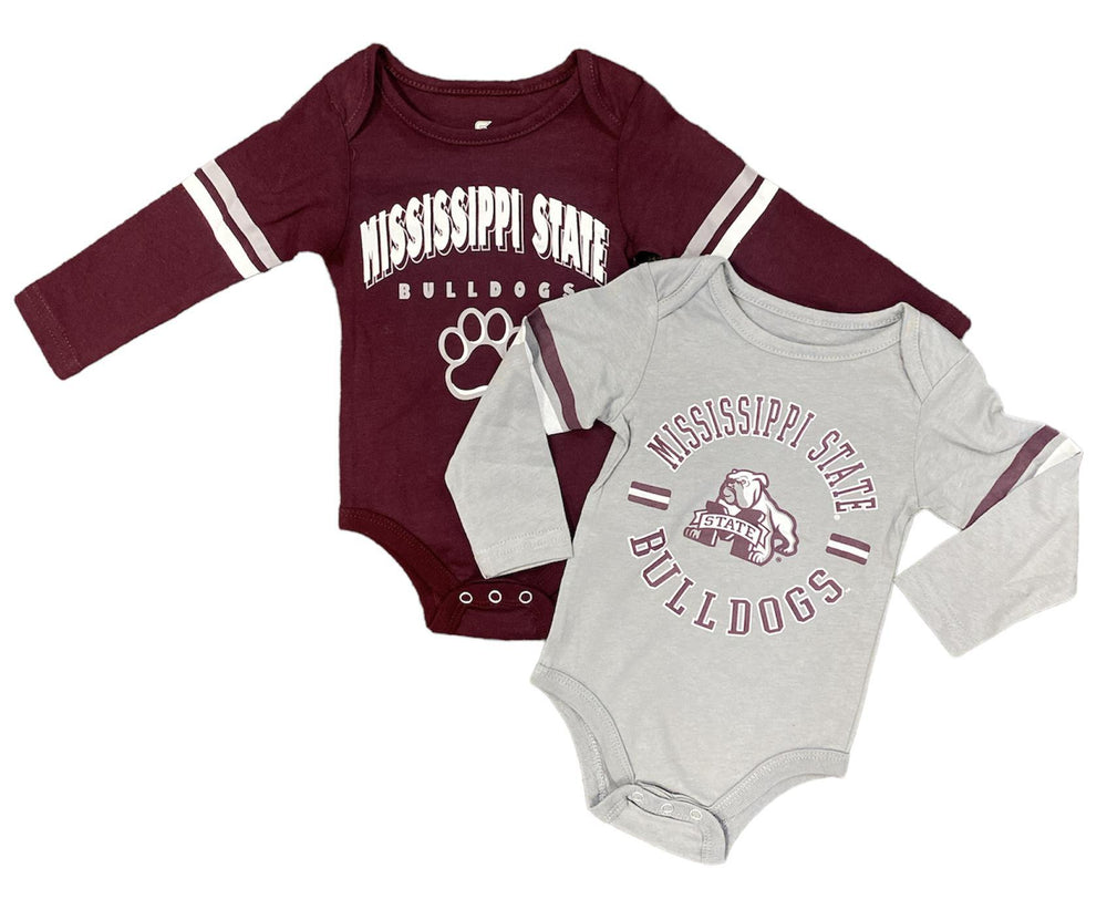 Colosseum Mississippi State Toddler Maroon and Grey 2 Pack Onesie