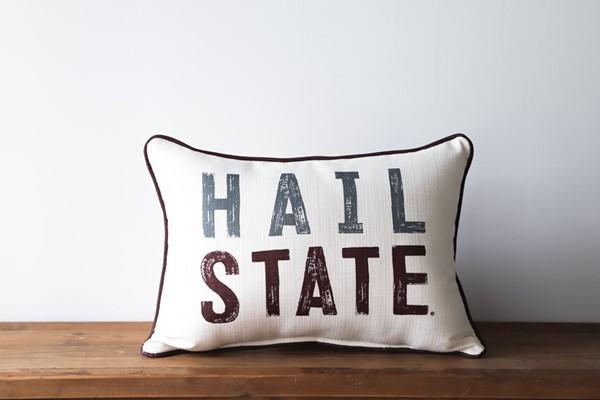 Little Birdie Hail State Distressed Pillow - Mississippi State Decor