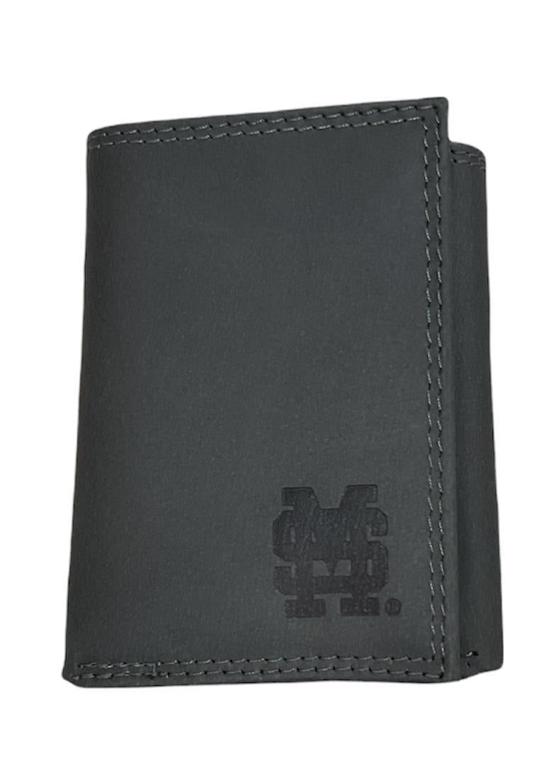 Mississippi State Grey Embossed MS Trifold Wallet