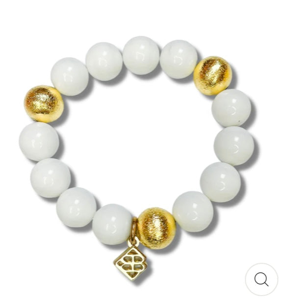 Brianna Cannon White Beaded Bracelet - Available in Stores Feb. 10th for Mississippi State and Ole Miss Fans