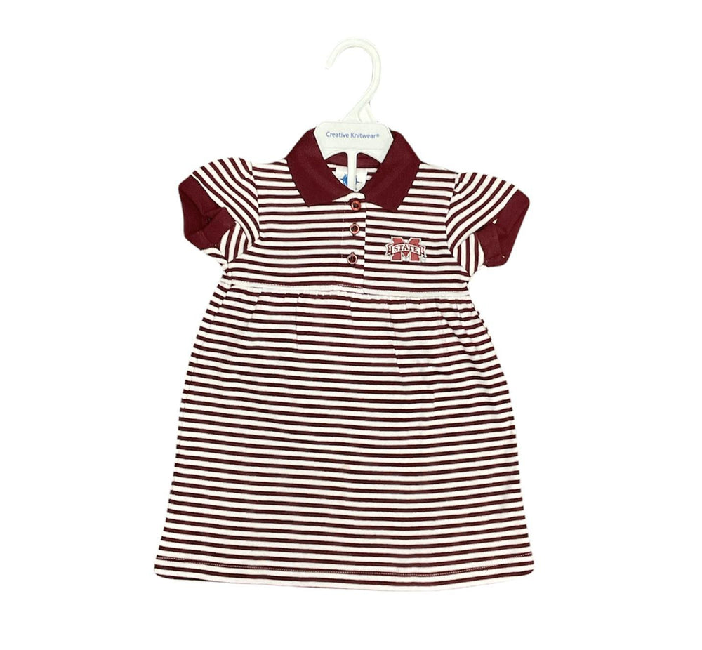 Creative Knitwear Mississippi State Striped Game Day Dress with Bloomer for Infants and Kids