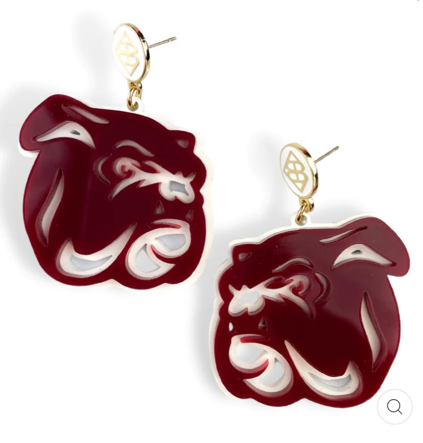 Brianna Cannon Maroon Bulldog Logo Earrings (Expected in stores by Feb. 10)
