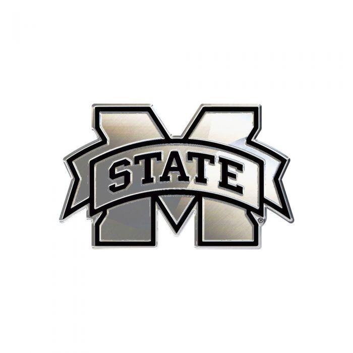 Chrome Auto Emblem with Mississippi State University M Banner