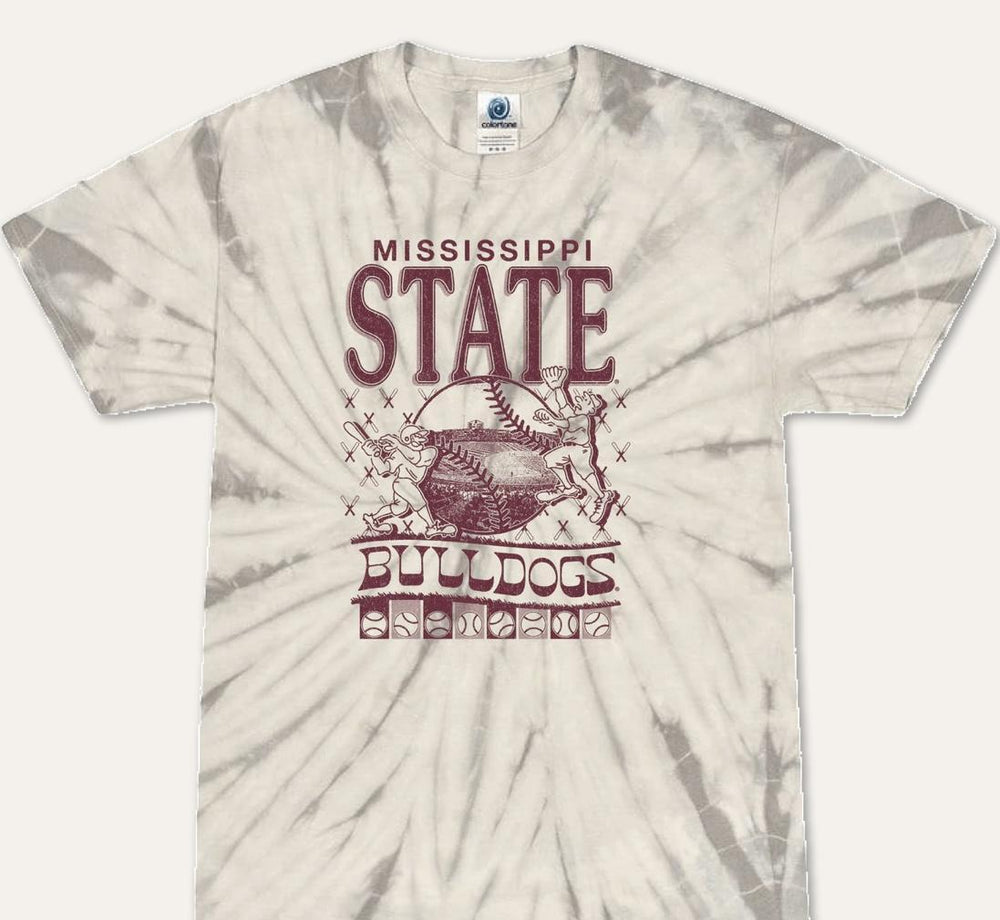 B-Unlimited Grey Tie-Dye Mississippi State Baseball Tee
