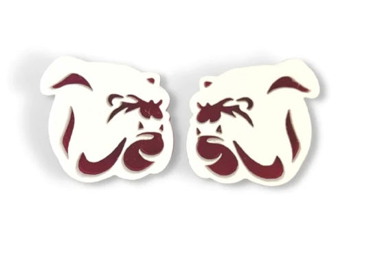 Brianna Cannon White Bulldog Logo Studs