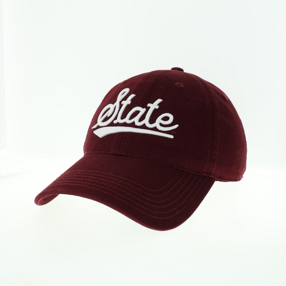 Legacy EZA Maroon Cap with State Script - Mississippi State Hat