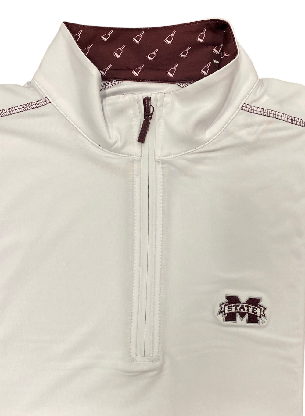 Varsity Tailgate White 1/4 Zip with Cowbells in the Collar