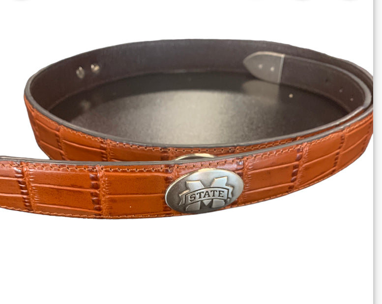 NCAA Georgia Southern Eagles Full Grain Leather Braided Concho Belt, Brown, 44-Inch